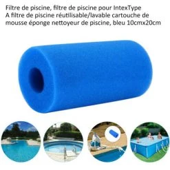 ASUPERMALL Piscine Filtre, Piscine Filtre Pour Intex Type A Reutilisable / Lavable Piscine Filtre En Mousse Eponge Cartouche Nettoyeur De Piscine, 10Cmx20Cm Bleu 9 ASUPERMALL Piscine Filtre, Piscine Filtre Pour Intex Type A Reutilisable / Lavable Piscine Filtre En Mousse Eponge Cartouche Nettoyeur De Piscine, 10Cmx20Cm Bleu -Pompe et filtre de piscine Soldes 23397113 5