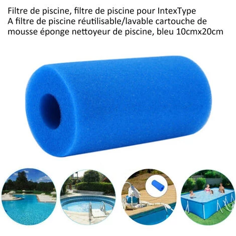ASUPERMALL Piscine Filtre, Piscine Filtre Pour Intex Type A Reutilisable / Lavable Piscine Filtre En Mousse Eponge Cartouche Nettoyeur De Piscine, 10Cmx20Cm Bleu 5 ASUPERMALL Piscine Filtre, Piscine Filtre Pour Intex Type A Reutilisable / Lavable Piscine Filtre En Mousse Eponge Cartouche Nettoyeur De Piscine, 10Cmx20Cm Bleu – Image 5