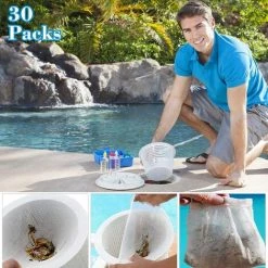 ILOVEMILAN 30 Pièces Pool Skimmer Socks, Chaussettes D'écumeur De Piscine Perfect Filter Savers Pour Panier De Skimmer De Filtre, Doublure D'écran En Maille Ultra Fine Pour Panier De Piscine -Pompe et filtre de piscine Soldes 32732824 5
