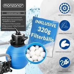 MONZANA Pompe Filtre à Sable 4.500 L/h Système Filtration Piscine Boules Filtrantes 320g -Pompe et filtre de piscine Soldes 33350652 3