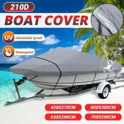 SWAGX 20-22ft 210D Housse De Bateau Remorquable étanche Coque En V Poisson Ski Bass (gris, 20-22ft) -Pompe et filtre de piscine Soldes 33731168 5