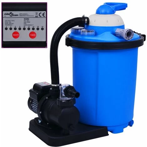 HAPPYSHOPPING Pompe De Filtration A Sable Avec Minuterie 550 W 50 L 1 HAPPYSHOPPING Pompe De Filtration A Sable Avec Minuterie 550 W 50 L