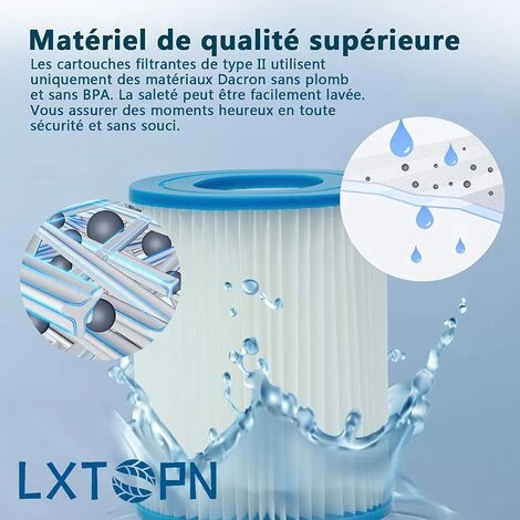 BEARSU Filtre Piscine Pour Bestway Type II, Spa Remplacement Filtre De Piscine Gonflable Accessoires, Filtre De Piscine Pour Jardin Extérieur, Lavable Et Réutilisable Cartouche, 4.17x5.35 Inch (2 PCS) 4 BEARSU Filtre Piscine Pour Bestway Type II, Spa Remplacement Filtre De Piscine Gonflable Accessoires, Filtre De Piscine Pour Jardin Extérieur, Lavable Et Réutilisable Cartouche, 4.17x5.35 Inch (2 PCS) – Image 4