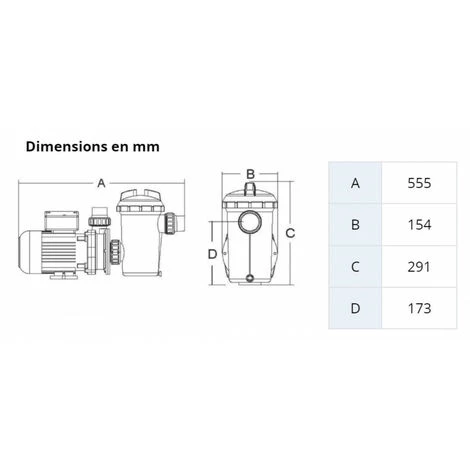 Pompe POOLSTYLE 13 M3/h - 1.2cv - Piscine - Pool Style 2 Pompe POOLSTYLE 13 M3/h - 1.2cv - Piscine - Pool Style – Image 2