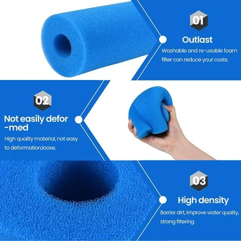 ELLE Éponge De Filtre De Piscine Lavable Réutilisable Poteau D'éponge De Nettoyage Bleu,20*10*4mm 3 ELLE Éponge De Filtre De Piscine Lavable Réutilisable Poteau D'éponge De Nettoyage Bleu,20*10*4mm – Image 3