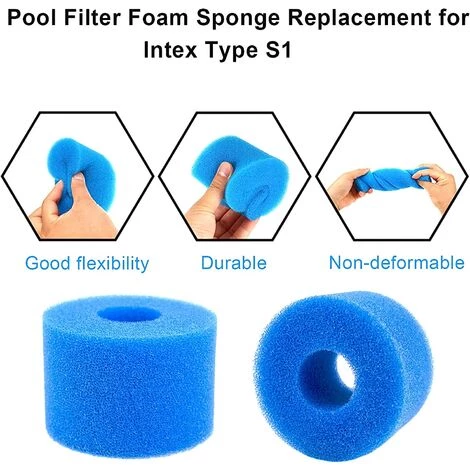 BARES Éponge Filtrante Type S1 Filtres De Piscine En Mousse, Cartouche Filtrante RéUtilisable Pour Intex Type S1, Mousse Pour Piscine, Aquarium, Spa(6 Pièces) 4 BARES Éponge Filtrante Type S1 Filtres De Piscine En Mousse, Cartouche Filtrante RéUtilisable Pour Intex Type S1, Mousse Pour Piscine, Aquarium, Spa(6 Pièces) – Image 4