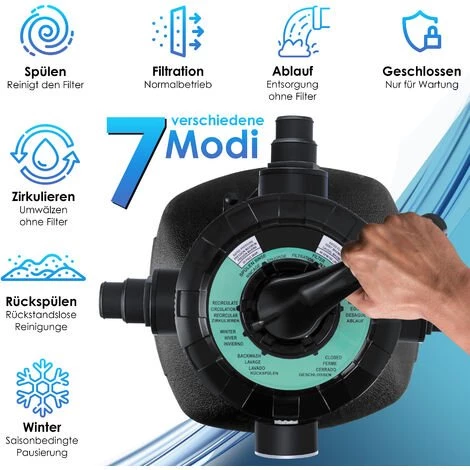 KESSER® Système De Filtre à Sable + 700 G De Billes Filtrantes Remplacent 25 Kg Filtre à Sable Vanne 7 Voies Avec Indicateur De Pression Filtre De Piscine 10 M³/h Système De Filtre Cuve De Filtre Pour Piscine Piscine 10200L/h, Le Noir 4 KESSER® Système De Filtre à Sable + 700 G De Billes Filtrantes Remplacent 25 Kg Filtre à Sable Vanne 7 Voies Avec Indicateur De Pression Filtre De Piscine 10 M³/h Système De Filtre Cuve De Filtre Pour Piscine Piscine 10200L/h, Le Noir – Image 4