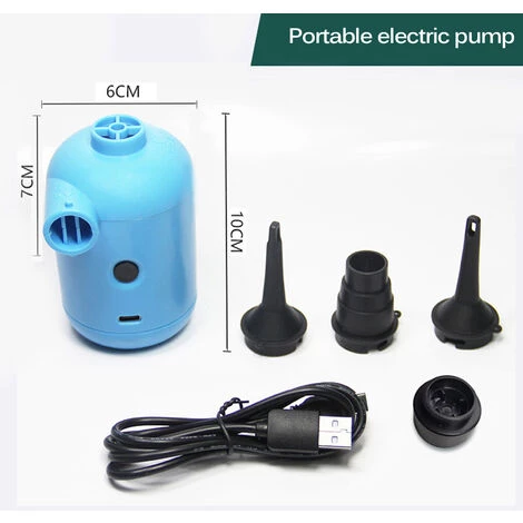 MERKMAK Mini Pompe A Air Electrique Pour Pataugeoire, Pompe A Air Rapide Portable Usb Pour Anneau De Natation Pour Enfant, Gonfleur Et Deflateur A 3 Buses 2 MERKMAK Mini Pompe A Air Electrique Pour Pataugeoire, Pompe A Air Rapide Portable Usb Pour Anneau De Natation Pour Enfant, Gonfleur Et Deflateur A 3 Buses – Image 2