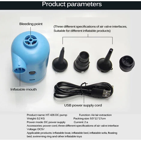 MERKMAK Mini Pompe A Air Electrique Pour Pataugeoire, Pompe A Air Rapide Portable Usb Pour Anneau De Natation Pour Enfant, Gonfleur Et Deflateur A 3 Buses 3 MERKMAK Mini Pompe A Air Electrique Pour Pataugeoire, Pompe A Air Rapide Portable Usb Pour Anneau De Natation Pour Enfant, Gonfleur Et Deflateur A 3 Buses – Image 3