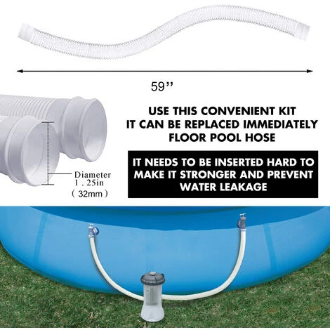 MERKMAK Tuyau De Filtre De Remplacement 2 Pcs Pour Piscine En Pvc De Qualite Superieure, 1,25 X 59 Pouces Avec Ruban Adhesif Fonctionne Avec Toutes Les Pompes De Filtration Pour 330 Gph, 530 Gph Et 1 000 Gph Blanc 2 MERKMAK Tuyau De Filtre De Remplacement 2 Pcs Pour Piscine En Pvc De Qualite Superieure, 1,25 X 59 Pouces Avec Ruban Adhesif Fonctionne Avec Toutes Les Pompes De Filtration Pour 330 Gph, 530 Gph Et 1 000 Gph Blanc – Image 2