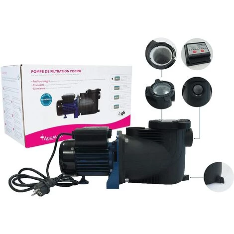 AQUALUX EDENEA Pompe Pour Filtration Piscine Avec Timer Intégré - 1/2CV - (en Complément D'un Filtre) - Noir 1 AQUALUX EDENEA Pompe Pour Filtration Piscine Avec Timer Intégré - 1/2CV - (en Complément D'un Filtre) - Noir