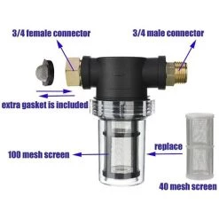 Filtre De Tuyau D'arrosage Pour Entrée D'eau De Nettoyeur Haute Pression, Filtre En Ligne Pour Sédiments, écran 40 Mailles, 100 Mailles Supplémentaires， Fontainebleau -Pompe et filtre de piscine Soldes 55255409 3