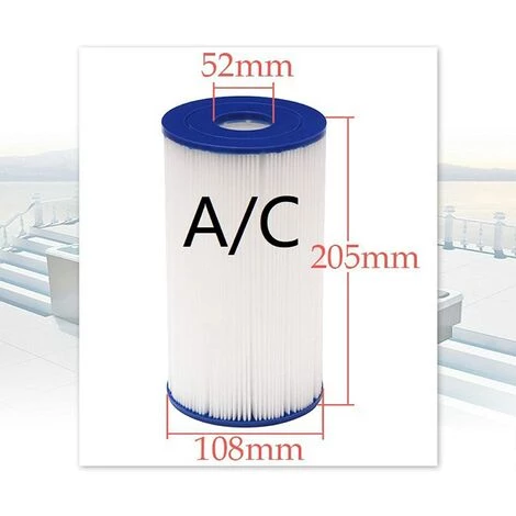 SUPERMARKET Cartouche De Filtre De Piscine 108x205mm Pour Intex A/C,Superma,bleu,1 Pièce 2 SUPERMARKET Cartouche De Filtre De Piscine 108x205mm Pour Intex A/C,Superma,bleu,1 Pièce – Image 2