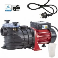 AREBOS Pompe De Filtration Pour Piscine 11.000l/h | Filtre à Sable | 600W | Fonctionnement Silencieux | Sans Entretien - Noir / Rouge