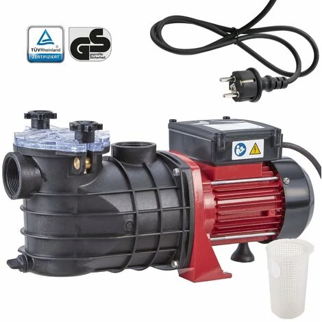 AREBOS Pompe De Filtration Pour Piscine 11.000l/h | Filtre à Sable | 600W | Fonctionnement Silencieux | Sans Entretien - Noir / Rouge 1 AREBOS Pompe De Filtration Pour Piscine 11.000l/h | Filtre à Sable | 600W | Fonctionnement Silencieux | Sans Entretien - Noir / Rouge