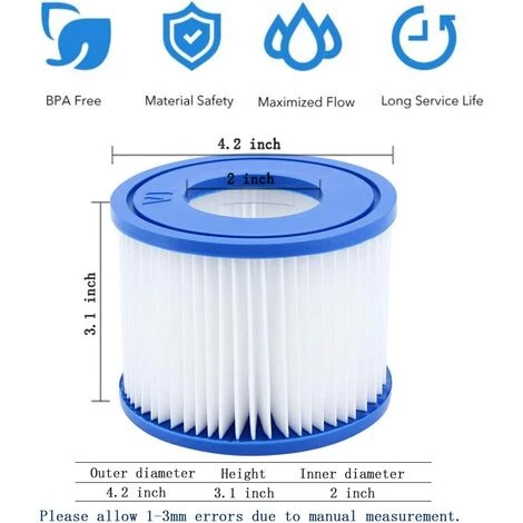 LONGZIMING Lot De 8 Cartouches Filtrantes Pour Piscine De Type VI Pour Bestway Taille 6-58323 2 LONGZIMING Lot De 8 Cartouches Filtrantes Pour Piscine De Type VI Pour Bestway Taille 6-58323 – Image 2