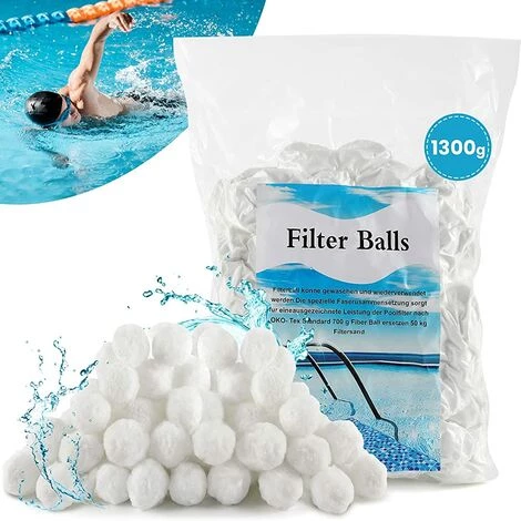 TANABATA Balles Filtrantes 1300g Boules De Filtre De Piscine, Alternative Pour 46 Kg Sable Filtrant Sable De Quartz, Média Filtre à Fibres Pour Piscine, Convient à Divers Systèmes De Filtration 1 TANABATA Balles Filtrantes 1300g Boules De Filtre De Piscine, Alternative Pour 46 Kg Sable Filtrant Sable De Quartz, Média Filtre à Fibres Pour Piscine, Convient à Divers Systèmes De Filtration