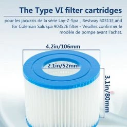 REGALI Cartouche Defiltre Piscine Type VI,Taille 6-58323 Pour Bestway 58239, Pour Filtre Spa Bestway Lay-z-Spa Miami, Vegas, Monaco BW58323, Pour Nettoyage Filtre Spa -Pompe et filtre de piscine Soldes 58282042 3