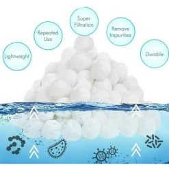 FVBJD Balles Filtrantes 700g,Boules De Filtre Réutilisables De Piscine,Alternative Pour 25 Kg De Sable,Boules De Filtre De Piscine Pour Piscines Intérieure Et Extérieure,Média Filtre à Fibres Pour Piscine -Pompe et filtre de piscine Soldes 58754789 5