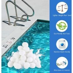 FVBJD Filtre Balls Balles De Filtration, Filtre Pour Piscine De 1400g Peut Remplacer 50kg Sable Filtrant, Convient à Divers Systèmes De Filtration Boules De Filtre De Piscine -Pompe et filtre de piscine Soldes 58754831 5