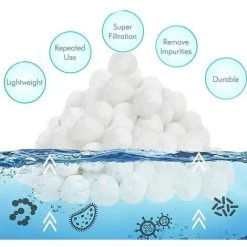 FVBJD Balles Filtrantes 1400g,Boules De Filtre Réutilisables De Piscine,Alternative Pour 50 Kg De Sable,Boules De Filtre De Piscine Pour Piscines Intérieure Et Extérieure,Média Filtre à Fibres Pour Piscine -Pompe et filtre de piscine Soldes 58754844 3