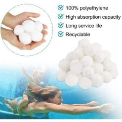 FVBJD Balles Filtrantes, Boules De Filtre De Piscine 500g, Alternative Pour 18kg De Sable Filtrant, Filtre Pour Piscine, Adaptent à Tous Les Filtres à Sable Ou Verre Existants, Bon Effet De Filtre -Pompe et filtre de piscine Soldes 58754847 4