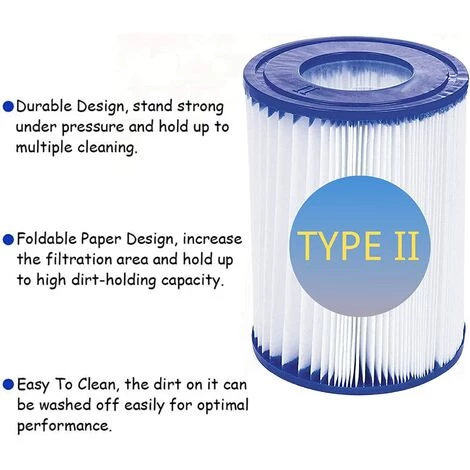 AOUGO Lot De 2 Cartouches De Filtre De Piscine De Type II – Compatible Avec Les Filtres Bestway 58094 – Accessoires De Filtre De Piscine Gonflable De Rechange Pour Spa 4 AOUGO Lot De 2 Cartouches De Filtre De Piscine De Type II – Compatible Avec Les Filtres Bestway 58094 – Accessoires De Filtre De Piscine Gonflable De Rechange Pour Spa – Image 4