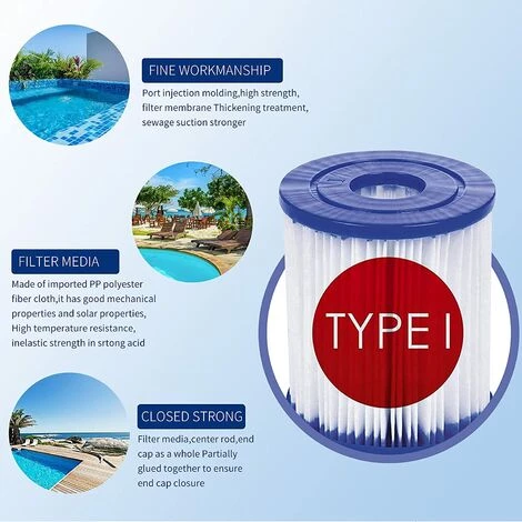 BENOBBY KIDS Lot De 4 Filtres Pour Type I Remplace Les Cartouches Filtrantes, Filtre Pompe Piscine , Accessoire Pour Le Nettoyage De La Piscine Pour 3 BENOBBY KIDS Lot De 4 Filtres Pour Type I Remplace Les Cartouches Filtrantes, Filtre Pompe Piscine , Accessoire Pour Le Nettoyage De La Piscine Pour – Image 3