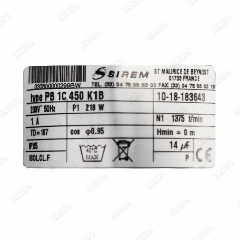 Pompe De Circulation Sirem PB1C450K1B Autres (non Standard) 3 Pompe De Circulation Sirem PB1C450K1B Autres (non Standard) – Image 3