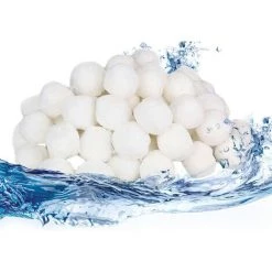 JOORRT Boules De Filtre De Piscine 1000g Polyéthylène Réutilisables Balles Filtrantes Remplace De Sable Filtrant Pour Piscines Intérieure Et Extérieure, Média à Fibres Pour Filtres à De L'eau