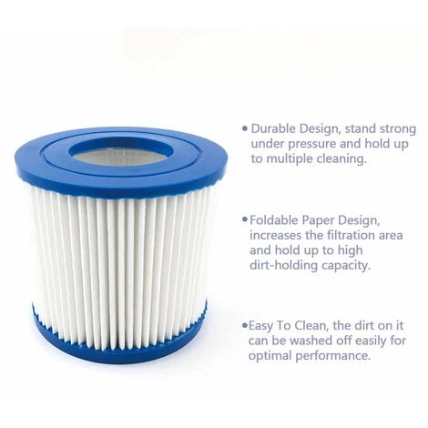 LIFCAUSAL Élément Filtrant De Piscine Filtre De Rechange Pour Cartouche De Filtre De Piscine Réutilisable Compatible Avec Les Accessoires De Piscine Domestique Bestway VII/Intex D 2 LIFCAUSAL Élément Filtrant De Piscine Filtre De Rechange Pour Cartouche De Filtre De Piscine Réutilisable Compatible Avec Les Accessoires De Piscine Domestique Bestway VII/Intex D – Image 2