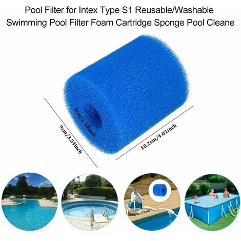 LIFCAUSAL Filtre De Piscine, Filtre De Piscine Pour Intex Type S1 Réutilisable/lavable Piscine Filtre Mousse Cartouche éponge Nettoyeur De Piscine, Bleu 93*30*102 MM 5 LIFCAUSAL Filtre De Piscine, Filtre De Piscine Pour Intex Type S1 Réutilisable/lavable Piscine Filtre Mousse Cartouche éponge Nettoyeur De Piscine, Bleu 93*30*102 MM – Image 5