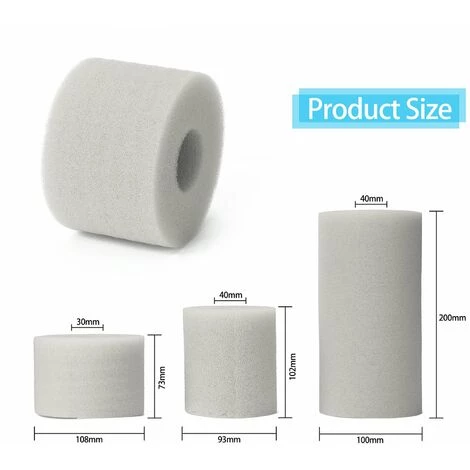 LIFCAUSAL Cartouche D'éponge En Mousse De Filtre De Piscine Réutilisable Lavable Pour Intex Type A (blanc 102*93*30mm) 3 LIFCAUSAL Cartouche D'éponge En Mousse De Filtre De Piscine Réutilisable Lavable Pour Intex Type A (blanc 102*93*30mm) – Image 3