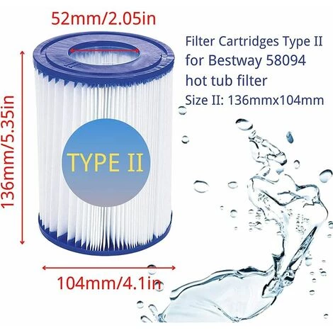 SINCèREETALI Lot De 2 Cartouches De Filtre De Piscine De Type II – Compatible Avec Les Filtres Bestway 58094 – Accessoires De Filtre De Piscine Gonflable De Rechange Pour Spa 2 SINCèREETALI Lot De 2 Cartouches De Filtre De Piscine De Type II – Compatible Avec Les Filtres Bestway 58094 – Accessoires De Filtre De Piscine Gonflable De Rechange Pour Spa – Image 2