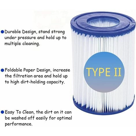 SINCèREETALI Lot De 2 Cartouches De Filtre De Piscine De Type II – Compatible Avec Les Filtres Bestway 58094 – Accessoires De Filtre De Piscine Gonflable De Rechange Pour Spa 4 SINCèREETALI Lot De 2 Cartouches De Filtre De Piscine De Type II – Compatible Avec Les Filtres Bestway 58094 – Accessoires De Filtre De Piscine Gonflable De Rechange Pour Spa – Image 4