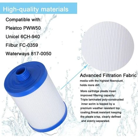 MOWZE PWW50 Pour Filtre De Remplacement Pour Spa Pleatc Spa, Compatible Avec Unicel 6CH-940, Filbur FC-0359, Waterways 817-0050 Skimmer Aber Hot Tubs 4 MOWZE PWW50 Pour Filtre De Remplacement Pour Spa Pleatc Spa, Compatible Avec Unicel 6CH-940, Filbur FC-0359, Waterways 817-0050 Skimmer Aber Hot Tubs – Image 4