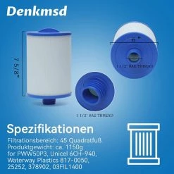 MOWZE Lot De 2 Filtres Pour Spa, Pour Unicel 6CH-940, Pour Pleatco PWW50P3, Pour Waterway Front Access Skimmer Et Filbur FC-0359 -Pompe et filtre de piscine Soldes 63870005 5