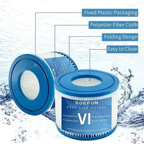 MOWZE Filtre Spa Pour Type VI,Filtre Spa Pour Lay-z-Spa,Cartouche Defiltre Piscine Type VI,pour Type VI 58323,58239,pour 90352E 6 Pack 3 MOWZE Filtre Spa Pour Type VI,Filtre Spa Pour Lay-z-Spa,Cartouche Defiltre Piscine Type VI,pour Type VI 58323,58239,pour 90352E 6 Pack – Image 3