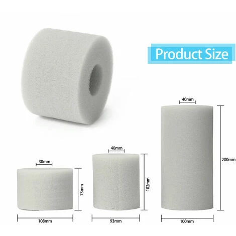 DECKON Colonne Eponge Filtrante Haute Efficacite Le Tube Eponge Nettoyant Pour Piscine Spa Peut Etre Lave A Plusieurs Reprises, Type Blanc Deux 108*73*40mm 2 DECKON Colonne Eponge Filtrante Haute Efficacite Le Tube Eponge Nettoyant Pour Piscine Spa Peut Etre Lave A Plusieurs Reprises, Type Blanc Deux 108*73*40mm – Image 2
