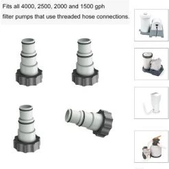HEGUYEY 4 Pièces Adaptateur Piscine, Remplacement Adaptateur De Tuyau Série Intex A Avec Filetage, Tuyau De Diamètre 1,5" Et 1,25", Adaptateur De Pompe Pour Kits De Piscine -Pompe et filtre de piscine Soldes 64098293 3