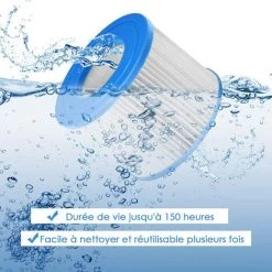 GOPLUS Lot De 6 Cartouche Filtrante Spa Pisicine Rechange En Tissu Non Tissé, Filtre à Cartouche Durable Avec Design Multi-Plis, Cartouches Filtrante Polyvalent, Pour Spa Gonflable Dia.10 Cm X 8 Cm -Pompe et filtre de piscine Soldes 64151812 4