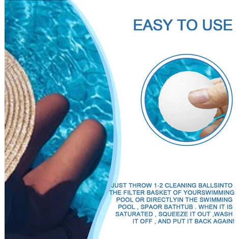 TANCYCO 8 Pièces Boules Filtrantes En éponge Blanche Boule De Filtre De Nettoyage De Piscine Réutilisable écologique 4 TANCYCO 8 Pièces Boules Filtrantes En éponge Blanche Boule De Filtre De Nettoyage De Piscine Réutilisable écologique – Image 4