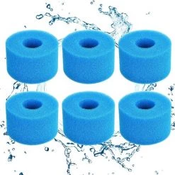 OSQI Éponge Filtrante Type S1, Cartouche De Filtre En Mousse, Mousse Pour Filtre Piscine, Réutilisables Et Lavables, Filtre En Mousse Pour Spa, Piscine, Jacuzzi (6, Bleu)