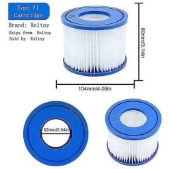 DONTODENT Filtre De Piscine 8 Pièces, Pour Cartouche De Pompe De Filtre Bestway Spa Type Vi, Filtres De Bain à Remous Pour Lay-z-spa, Pour Filtre Coleman Saluspa -Pompe et filtre de piscine Soldes 65679007 3