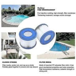 DONTODENT Filtre De Piscine 8 Pièces, Pour Cartouche De Pompe De Filtre Bestway Spa Type Vi, Filtres De Bain à Remous Pour Lay-z-spa, Pour Filtre Coleman Saluspa -Pompe et filtre de piscine Soldes 65679007 5