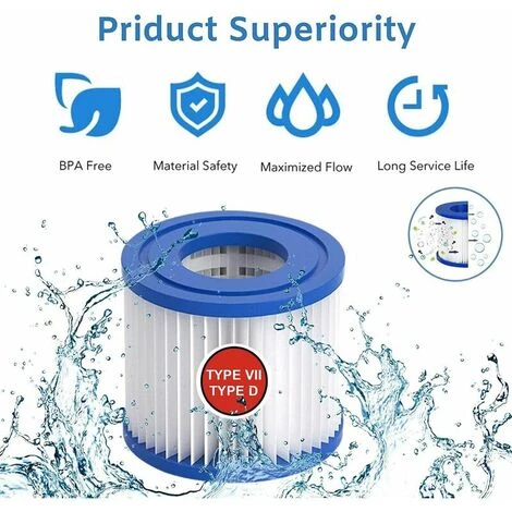 TANèTUE Cartouche Filtrante De Piscine Type VII & D, Cartouche Filtrante Type D/VII Pour Bestway, Pour Cartouche Filtrante Intex Type D, Pour Pompe De Piscine SFS 350, SFS 600, RP 350, RX 600 (2 Pièces) 4 TANèTUE Cartouche Filtrante De Piscine Type VII & D, Cartouche Filtrante Type D/VII Pour Bestway, Pour Cartouche Filtrante Intex Type D, Pour Pompe De Piscine SFS 350, SFS 600, RP 350, RX 600 (2 Pièces) – Image 4