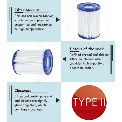 ECHOO 4 Cartouches De Filtre De Piscine Type II - For Bestway De Type Ii - Convient Pour Bestway 58383 58387 - Cartouche Filtrante Pour Piscine Bestway 530/800 Gal/h. 3 ECHOO 4 Cartouches De Filtre De Piscine Type II - For Bestway De Type Ii - Convient Pour Bestway 58383 58387 - Cartouche Filtrante Pour Piscine Bestway 530/800 Gal/h. – Image 3