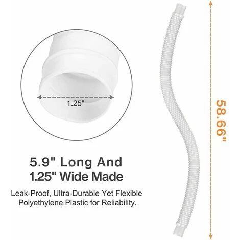 GRID COOL Tuyau De Rechange Pour Piscine De 1,25 Po De Diamètre Pour Piscines Hors Terre, Piscine Avec Pince Métallique Pour Pompe De Filtre Intex Ou Tuyaux De 3,2 Cm - 1,5 Mètre De Long (Paquet De 2)LO-Ron 2 GRID COOL Tuyau De Rechange Pour Piscine De 1,25 Po De Diamètre Pour Piscines Hors Terre, Piscine Avec Pince Métallique Pour Pompe De Filtre Intex Ou Tuyaux De 3,2 Cm - 1,5 Mètre De Long (Paquet De 2)LO-Ron – Image 2