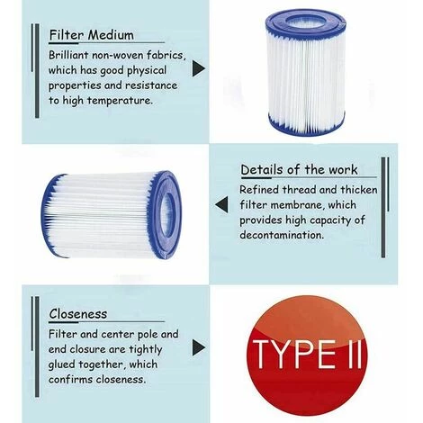 Cisea 4 Cartouches De Filtre De Piscine Type II - For Bestway De Type Ii - Convient Pour Bestway 58383 58387 - Cartouche Filtrante Pour Piscine Bestway 530/800 Gal/h. 3 Cisea 4 Cartouches De Filtre De Piscine Type II - For Bestway De Type Ii - Convient Pour Bestway 58383 58387 - Cartouche Filtrante Pour Piscine Bestway 530/800 Gal/h. – Image 3