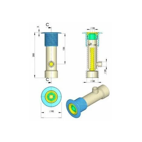 ASTRALPOOL Traversée De Paroi Ø50 Béton - Hydromassage/venturi + Buse 2 ASTRALPOOL Traversée De Paroi Ø50 Béton - Hydromassage/venturi + Buse – Image 2